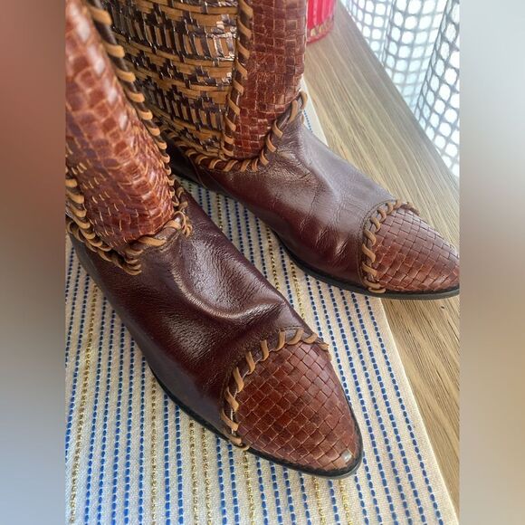DONALD J PLINER Vintage Western Couture Collection Leather Boots Brown size 7.5 - Picture 13 of 14
